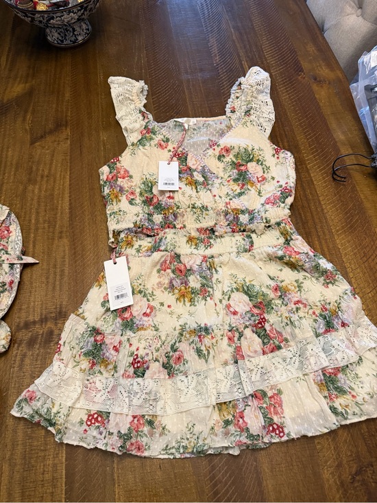 LoveShackFancy Dresses & Skirts - LoveShackFancy Cream Floral Ruffle too and skirt for women
